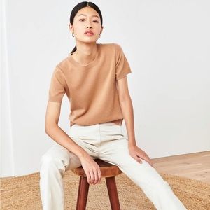 Quince Mongolian Cashmere short sleeved crew neck sweater tee